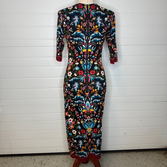 Alice + Olivia Santa Monica Delora Floral Crewneck Midi Dress - Size 6 - Picture 4 of 10